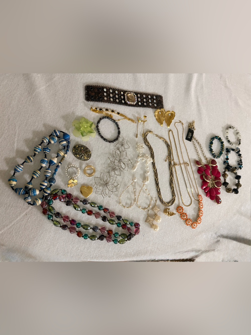 Vintage Assorted Jewelry lot Multicolor Statement Necklace, bracelet,brooch/ pin